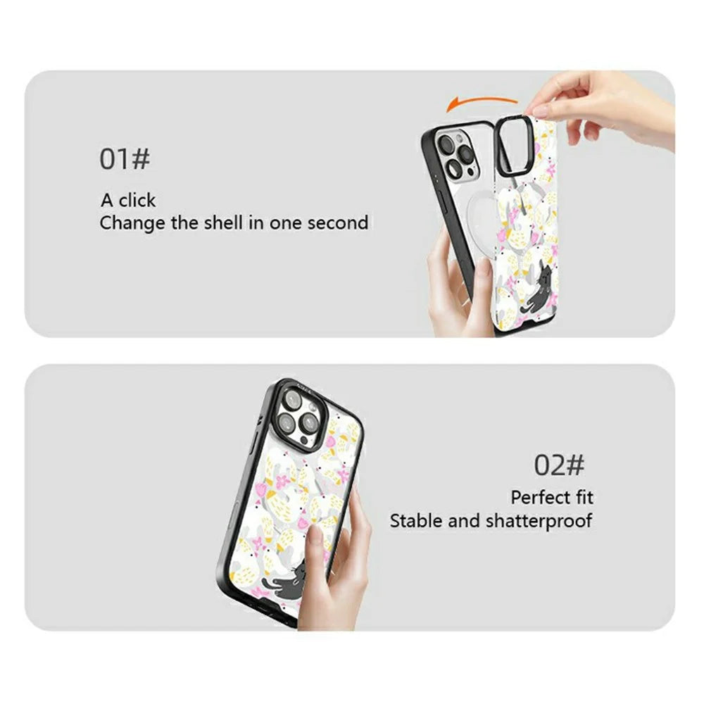 CASEEVO For iPhone 16 Pro Case Compatible with MagSafe TPU Acrylic Phone Cover with Poetic Illustration Backplate - Spring River at Dusk - 5
