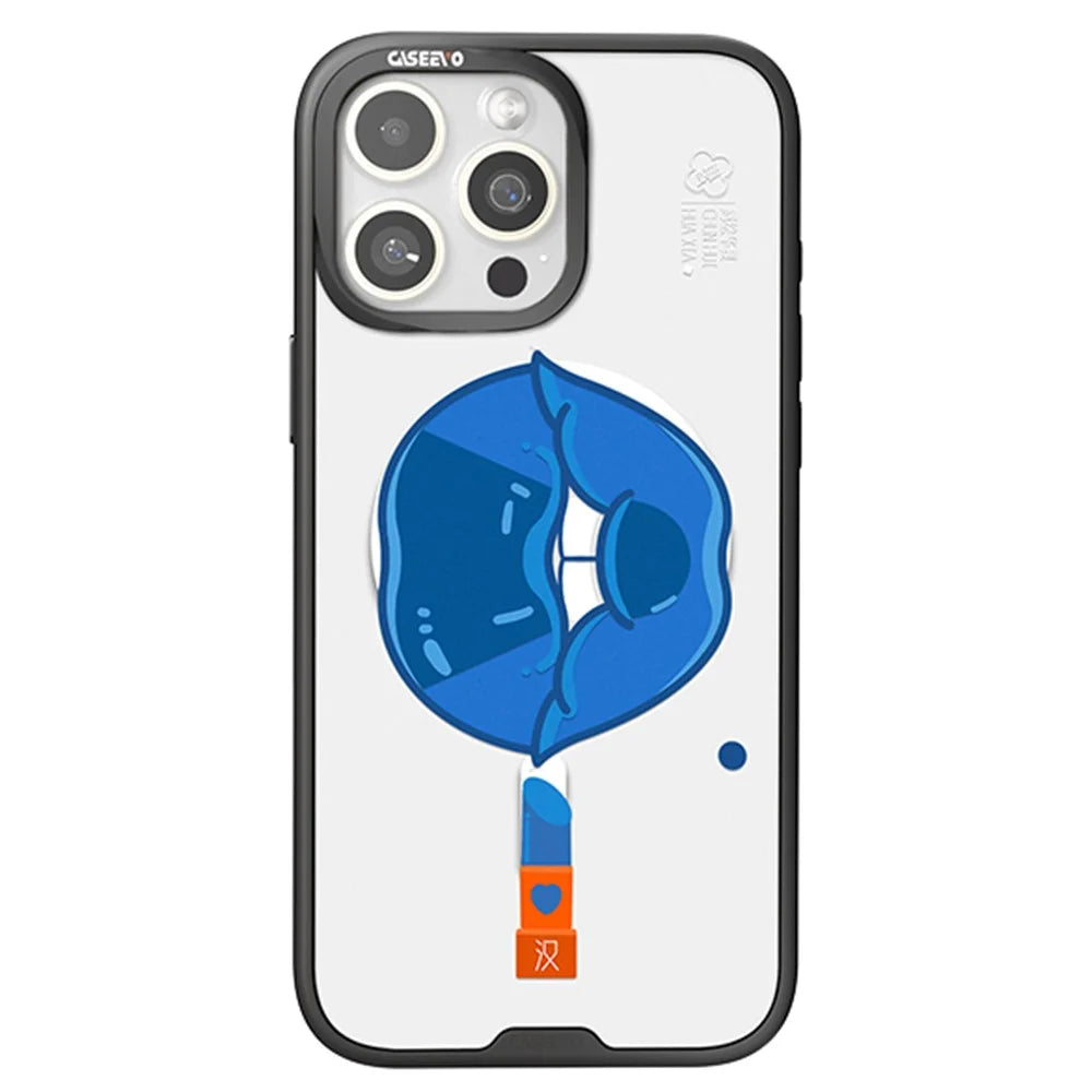 CASEEVO For iPhone 15 Pro Magnetic Case Compatible with MagSafe TPU Acrylic Phone Cover with Lip Pattern Back Panel - Han Dynasty - 1
