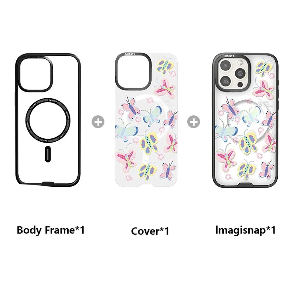 CASEEVO For iPhone 14 Pro Case Compatible with MagSafe TPU Acrylic Phone Cover with Interchangeable Back Panel - Butterfly - 2