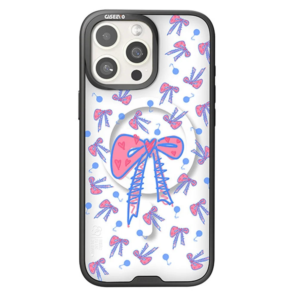 CASEEVO For iPhone 15 Pro Max Case Compatible with MagSafe TPU Acrylic Phone Cover with Interchangeable Back Panel - Bowknot - 1