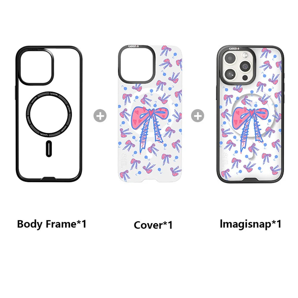 CASEEVO For iPhone 15 Pro Max Case Compatible with MagSafe TPU Acrylic Phone Cover with Interchangeable Back Panel - Bowknot - 2