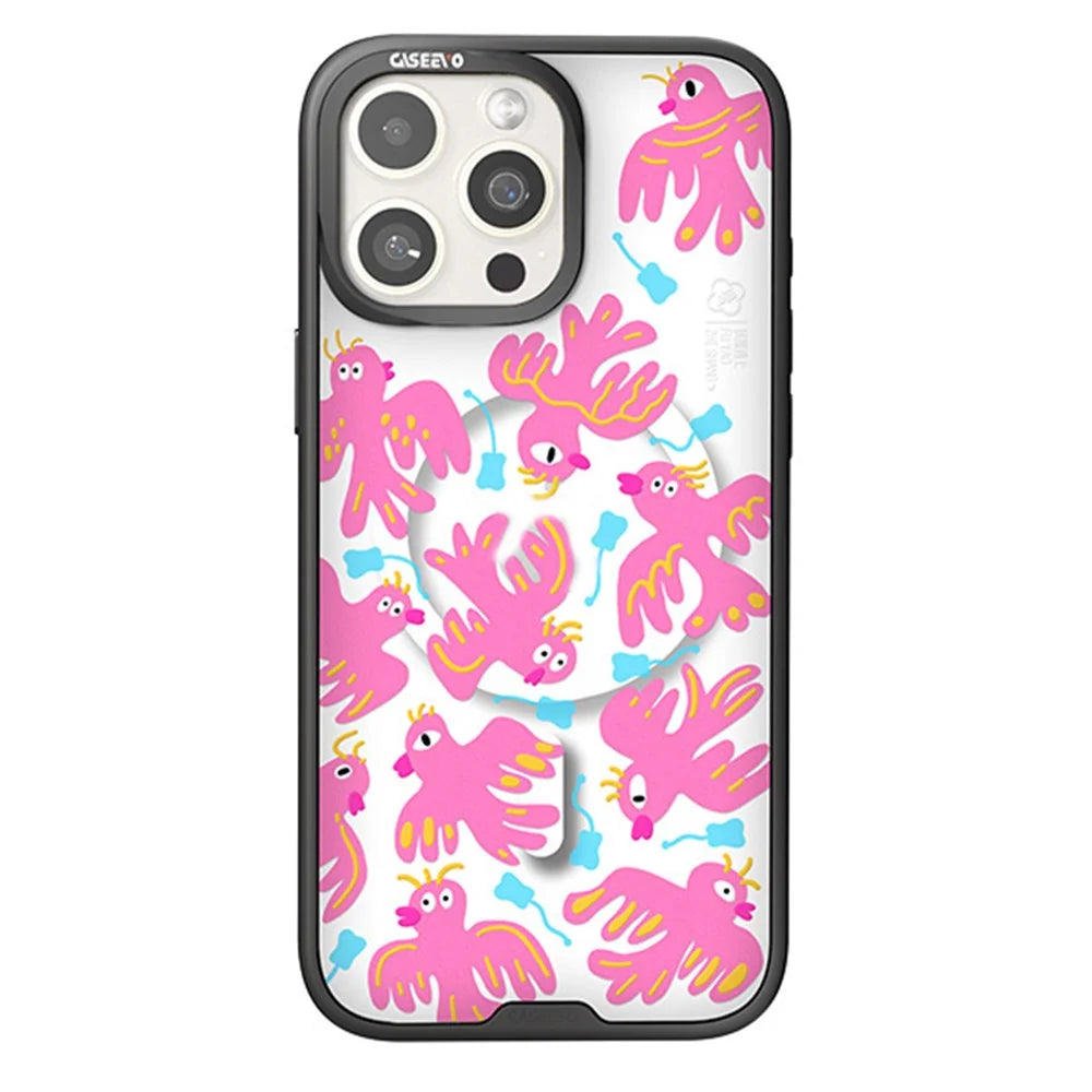 CASEEVO For iPhone 15 Pro Case Compatible with MagSafe TPU Acrylic Phone Cover with Interchangeable Back Panel - Vermilion Bird - 1