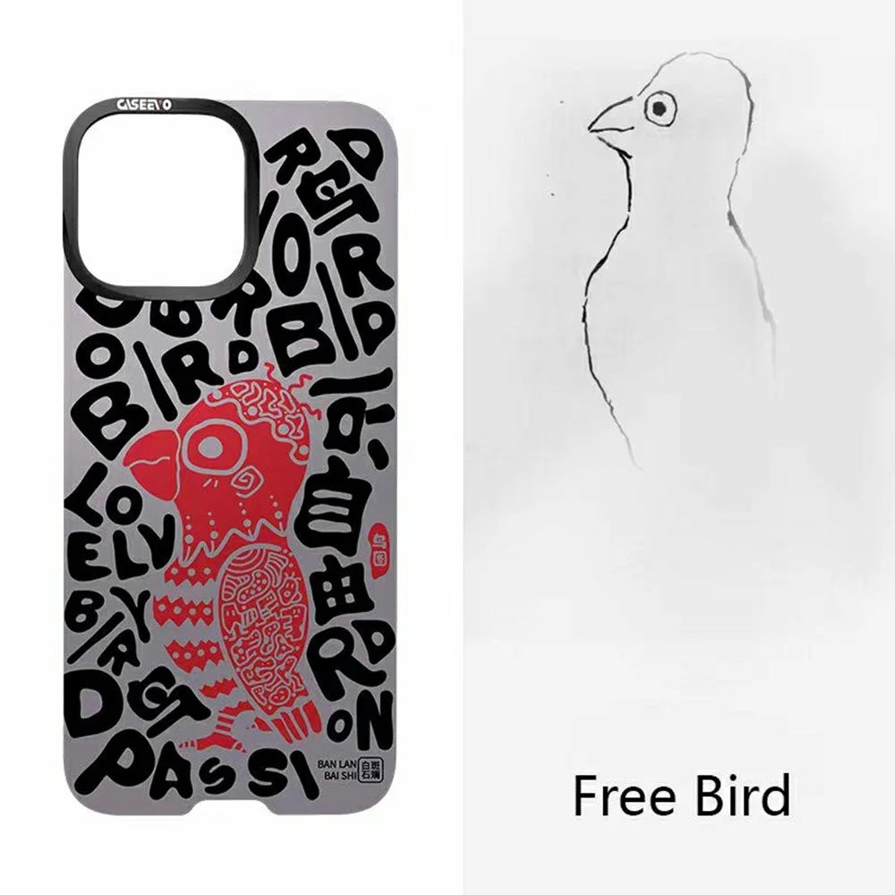 CASEEVO For iPhone 16 Pro Max Case Compatible with MagSafe TPU Acrylic Phone Cover with Abstract Paintings Back Cover - Free Bird - 2