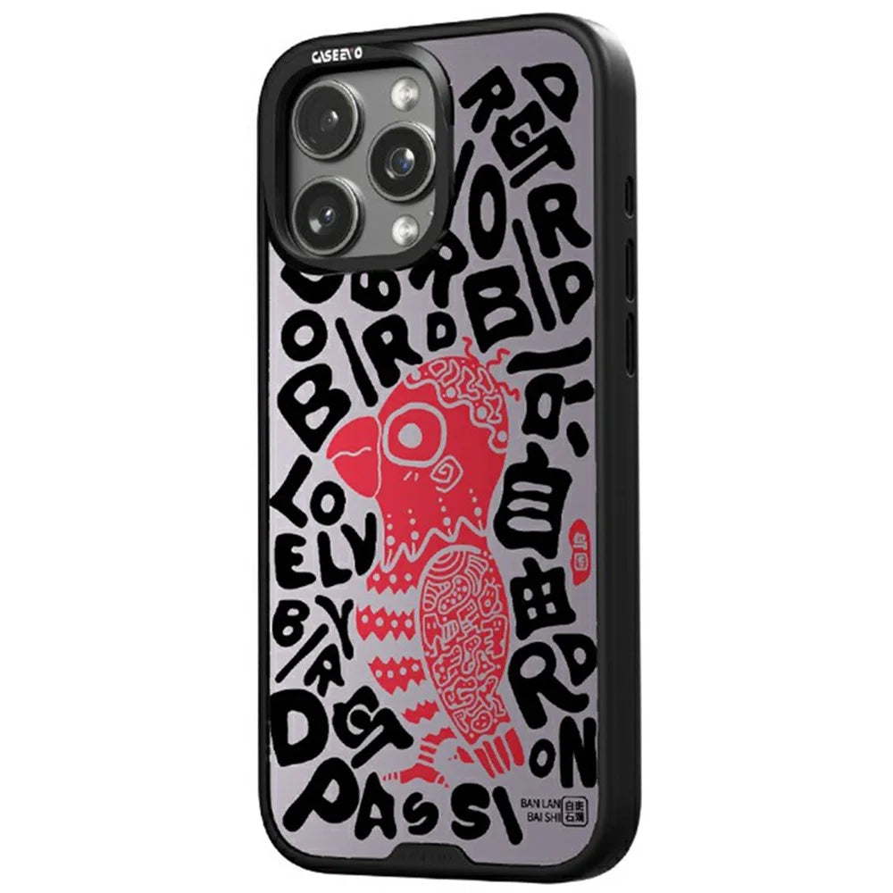 CASEEVO For iPhone 14 Pro Case Compatible with MagSafe TPU Acrylic Phone Cover with Abstract Paintings Back Cover - Free Bird - 1