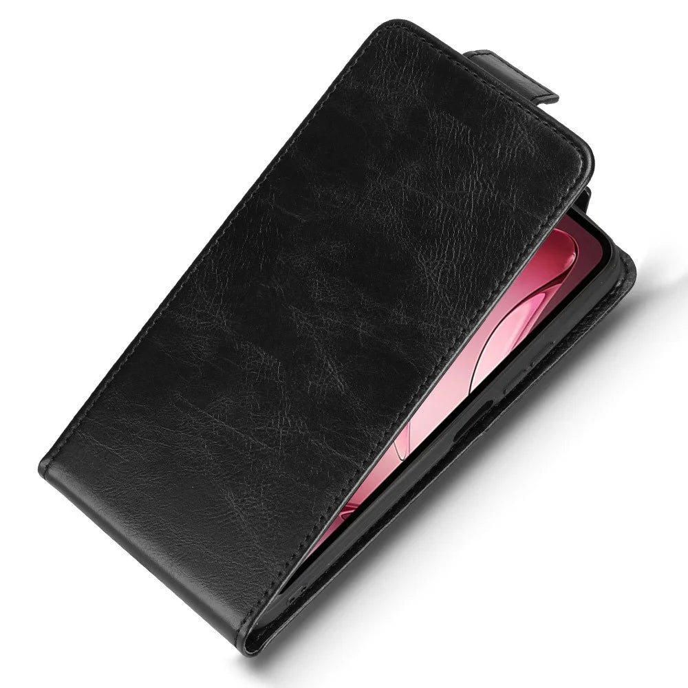 For Oukitel C60 Pro  /  C60 Stand Case Magnetic Clasp Vertical Flip Leather Phone Cover with Card Holder - Black - 4