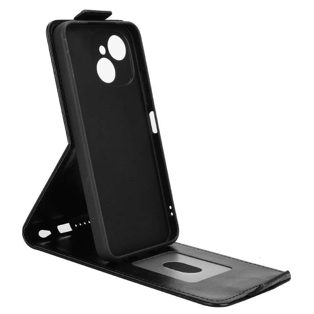 For TECNO Spark 40C Stand Case Magnetic Clasp Vertical Flip Leather Phone Cover with Card Holder - Black - 2