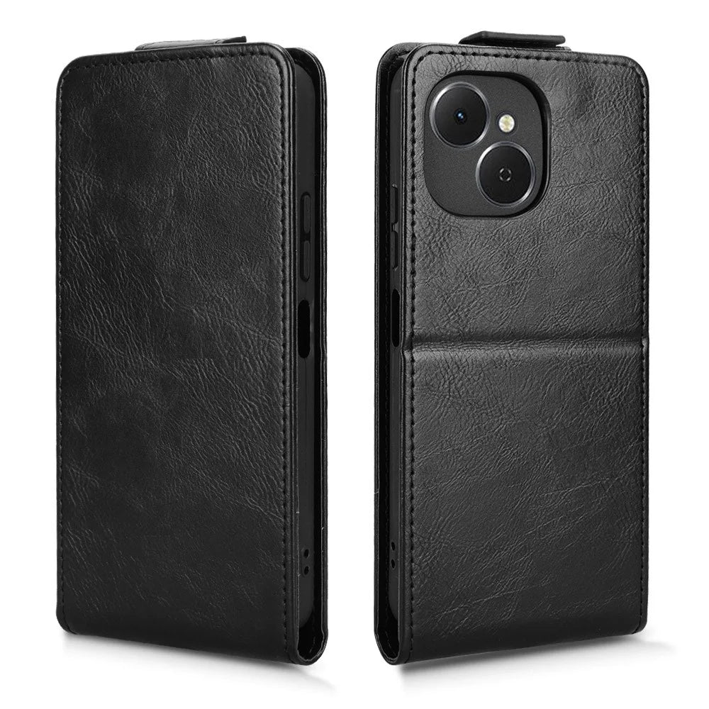 For TECNO Spark 40C Stand Case Magnetic Clasp Vertical Flip Leather Phone Cover with Card Holder - Black - 5