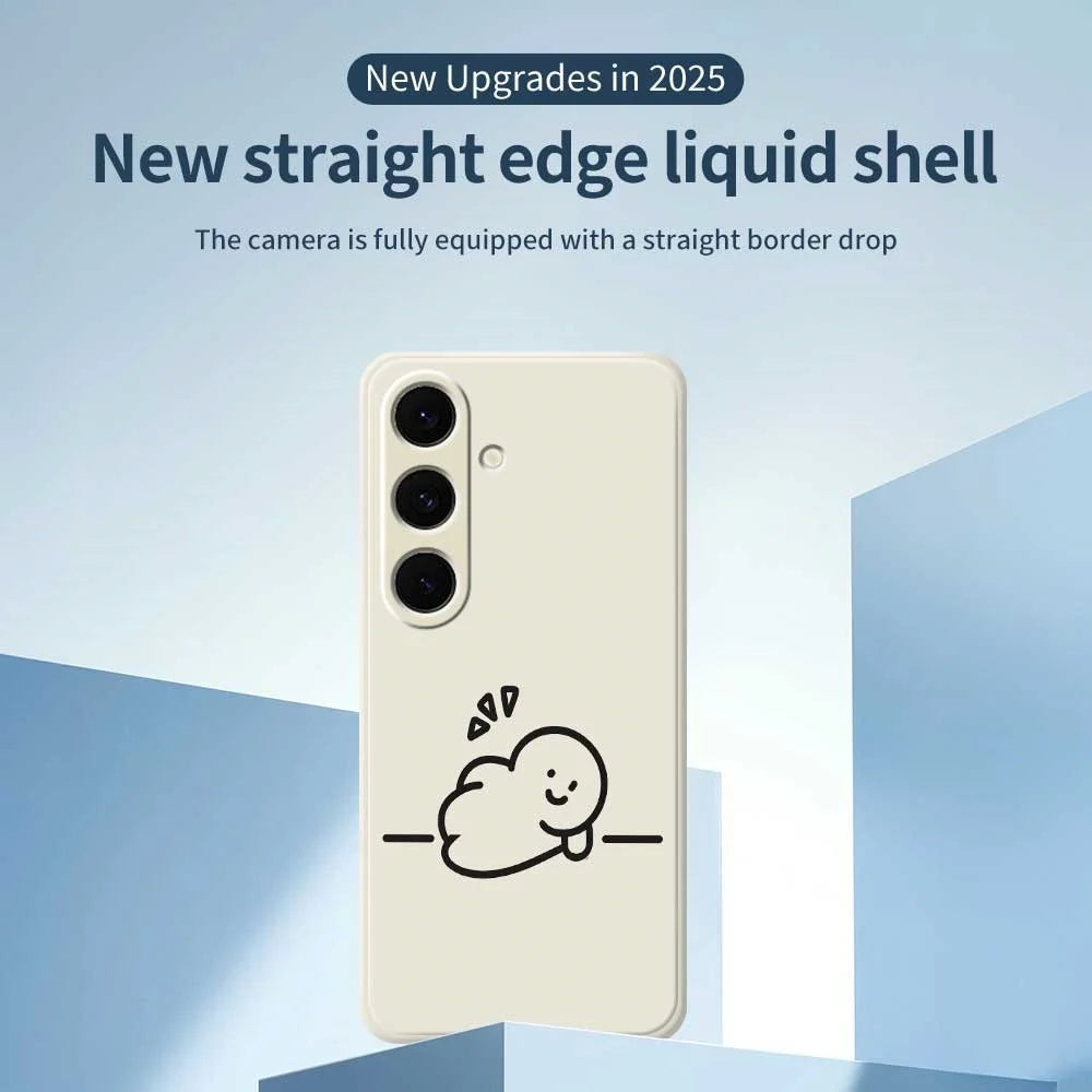 For Samsung Galaxy S25+ Case Stick Figure Pattern Printing Straight Edge TPU Phone Back Cover - Beige - 2