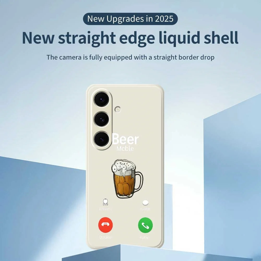 For Samsung Galaxy S25+ Case Beer Pattern Printing Straight Edge TPU Phone Back Cover - Beige - 2