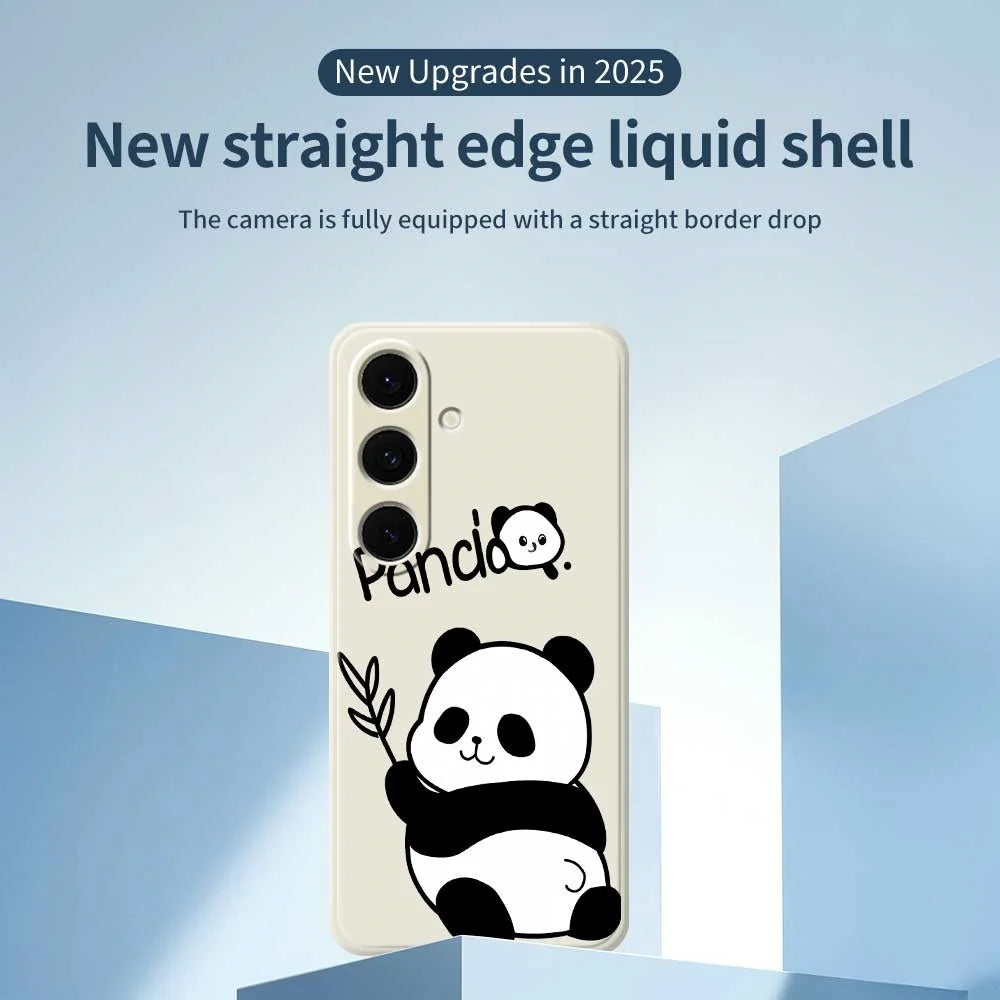 For Samsung Galaxy S25+ Case Panda Pattern Printing Straight Edge TPU Phone Back Cover - Beige - 2