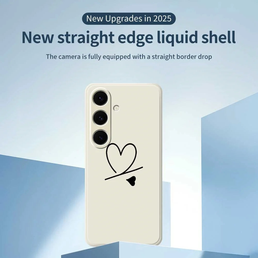 For Samsung Galaxy S25+ Case Black Love Pattern Printing Straight Edge TPU Phone Back Cover - Beige - 2