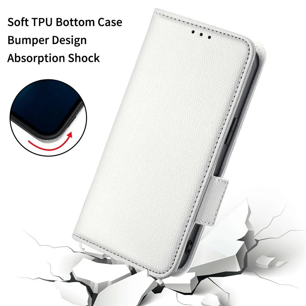 For Samsung Galaxy A18 5G / A18 4G / A17 5G / A17 4G Case with Wrist Strap Litchi Texture PU Leather Wallet Phone Cover - White - 6