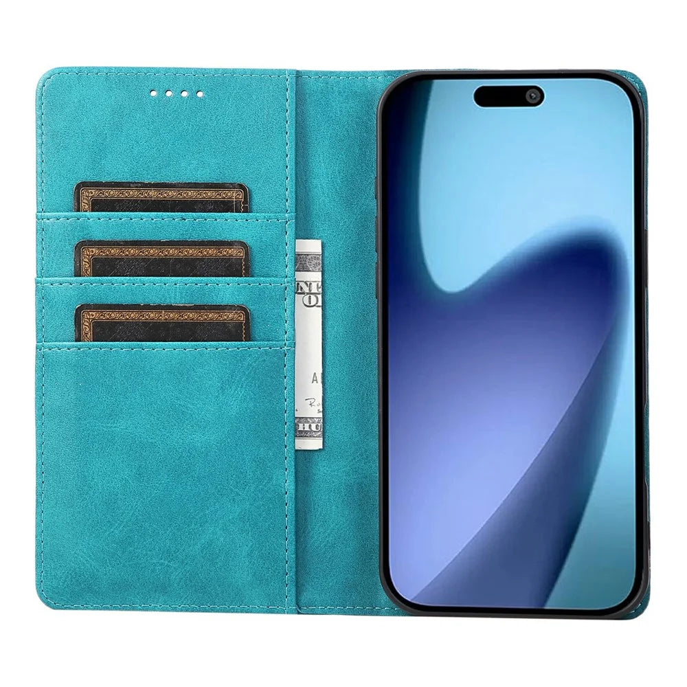 For iPhone 18 Pro Max / 17 Pro Max Case RFID Blocking PU Leather Phone Wallet Cover - Peacock Blue - 2