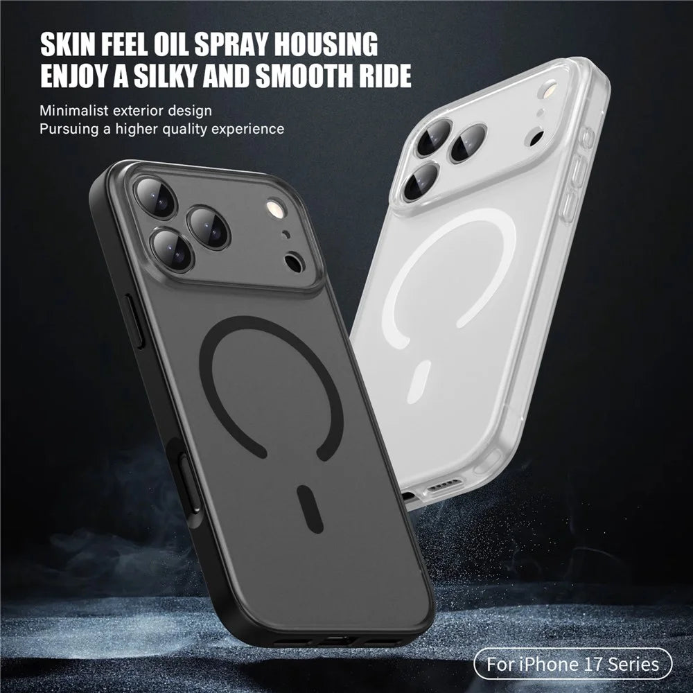 IPAKY For iPhone 17 Pro Max Magnetic Case Shockproof PC + TPU Matte Phone Cover - White - 2