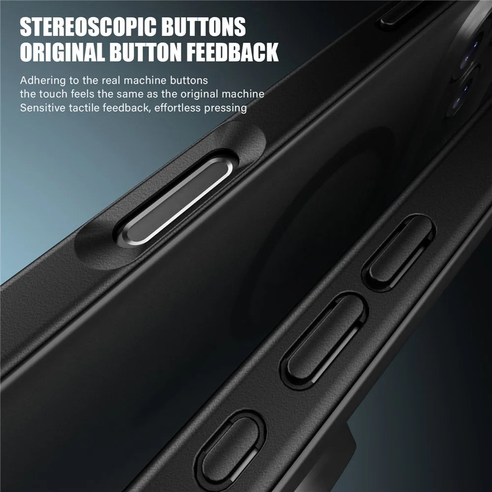 IPAKY For iPhone 17 Magnetic Case Shockproof PC + TPU Matte Phone Cover - Black - 2