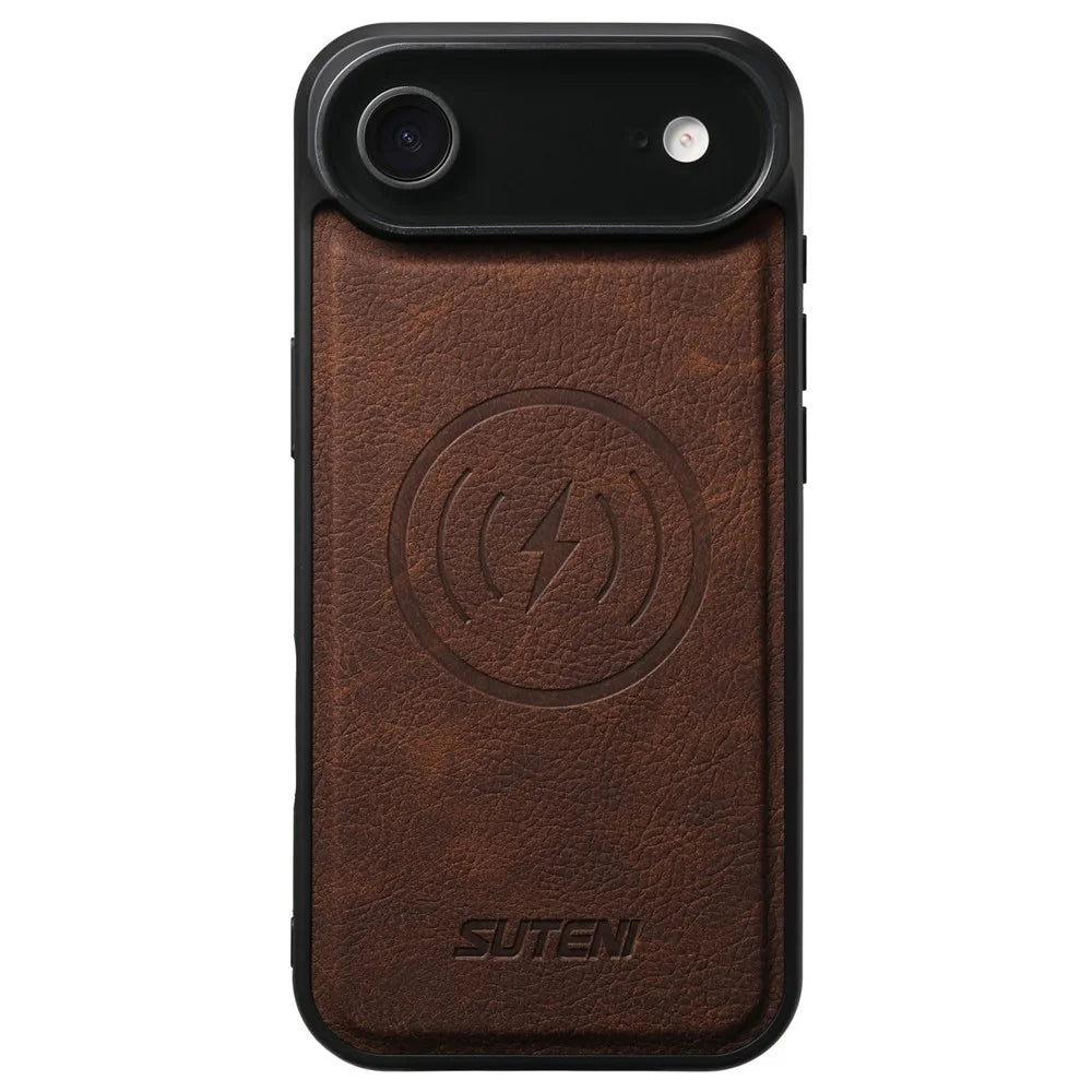 SUTENI G5 For iPhone Air Case Compatible with MagSafe Litchi Texture Leather Back Cover - Brown - 2