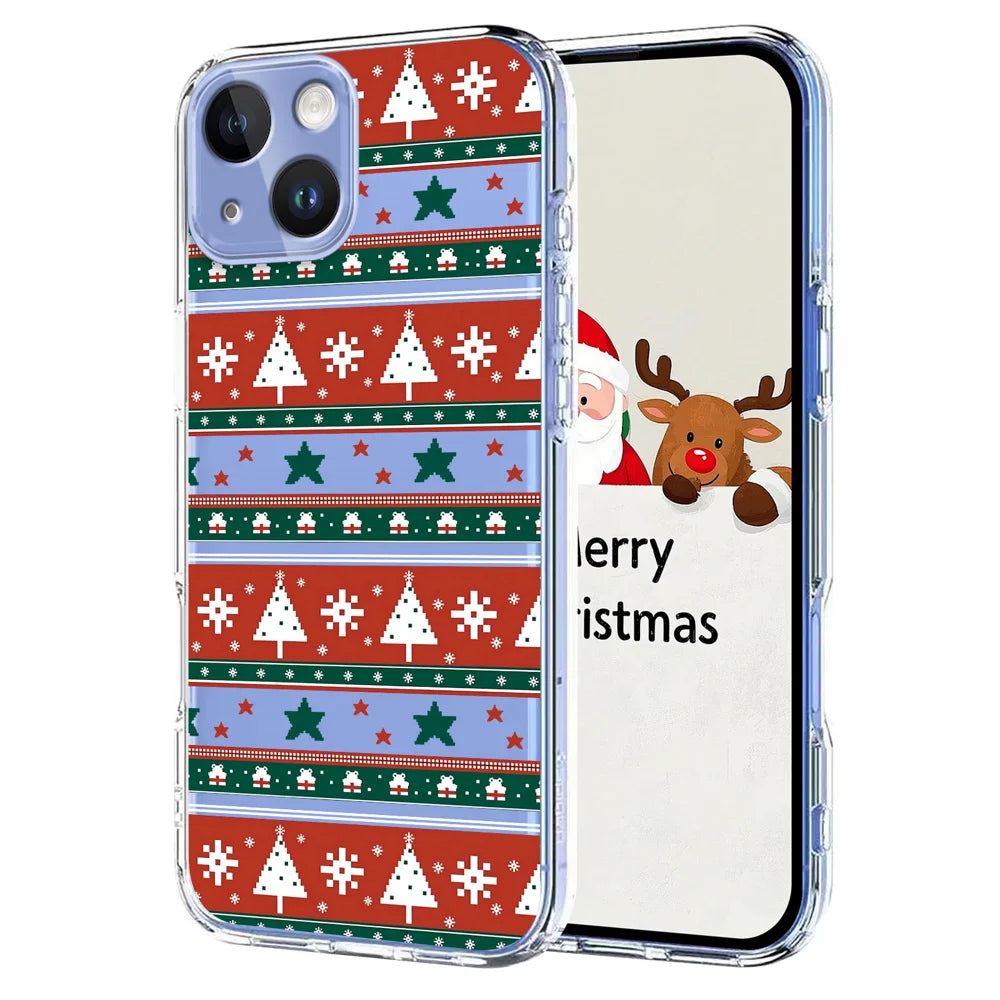 For iPhone 15 Case Christmas Themed Pattern Printing TPU Phone Back Cover - Christmas Ribbons - 1