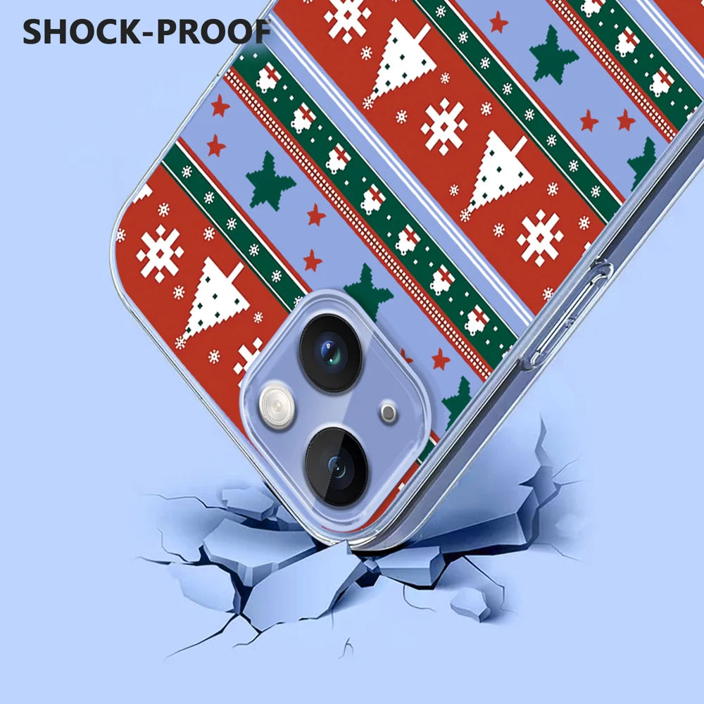 For iPhone 15 Case Christmas Themed Pattern Printing TPU Phone Back Cover - Christmas Ribbons - 3