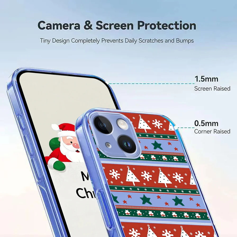 For iPhone 15 Case Christmas Themed Pattern Printing TPU Phone Back Cover - Christmas Ribbons - 4