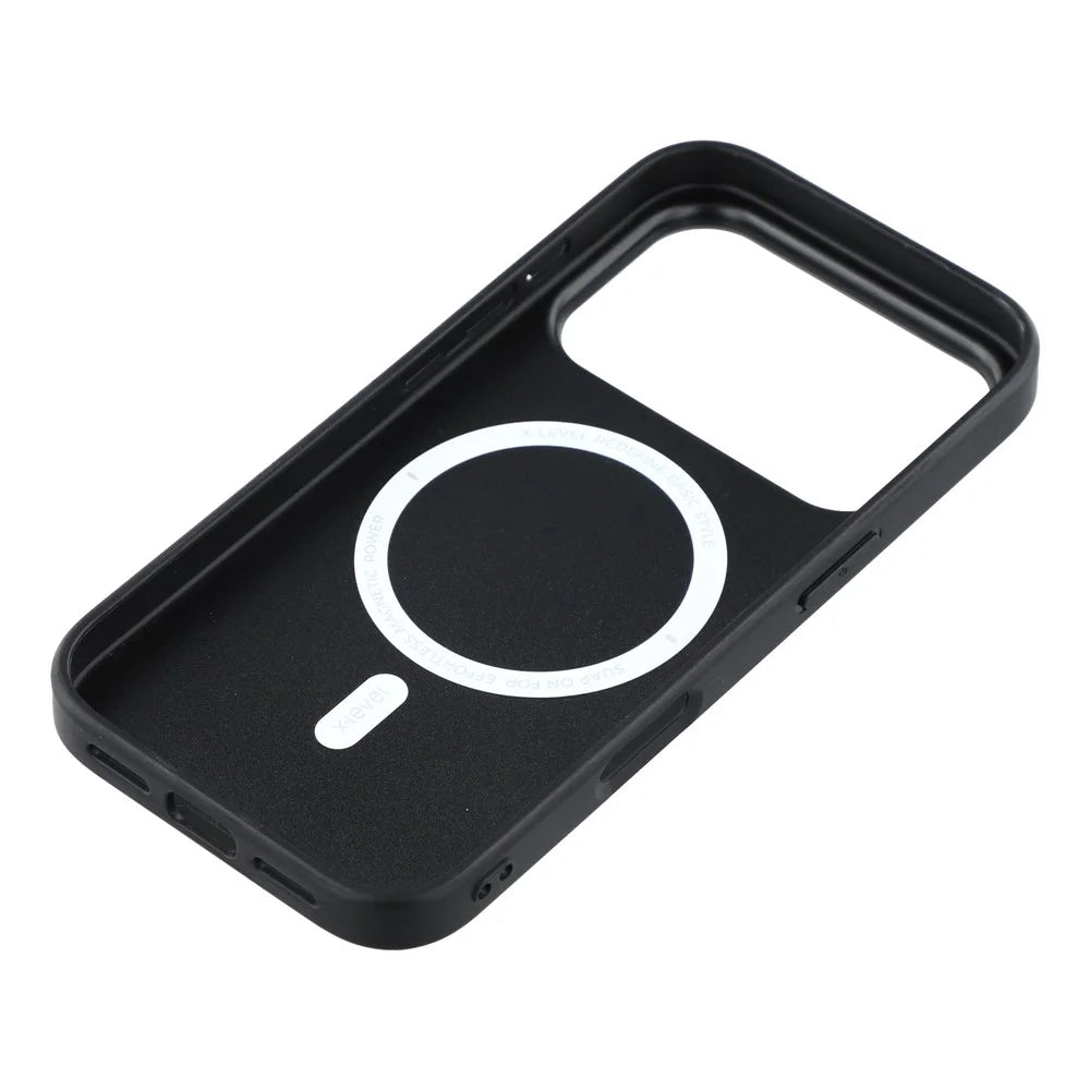 X-LEVEL For iPhone 17 Pro Case Compatible with MagSafe PC + TPU + PU Phone Back Cover - Black - 6