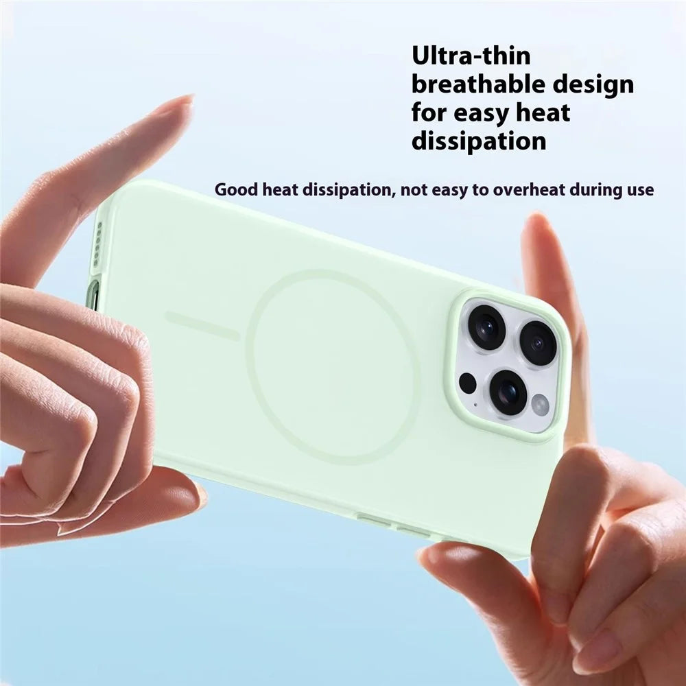 For iPhone 15 Pro Case Compatible with MagSafe Ice-Transparent Liquid Silicone + PC Phone Cover - Green - 4