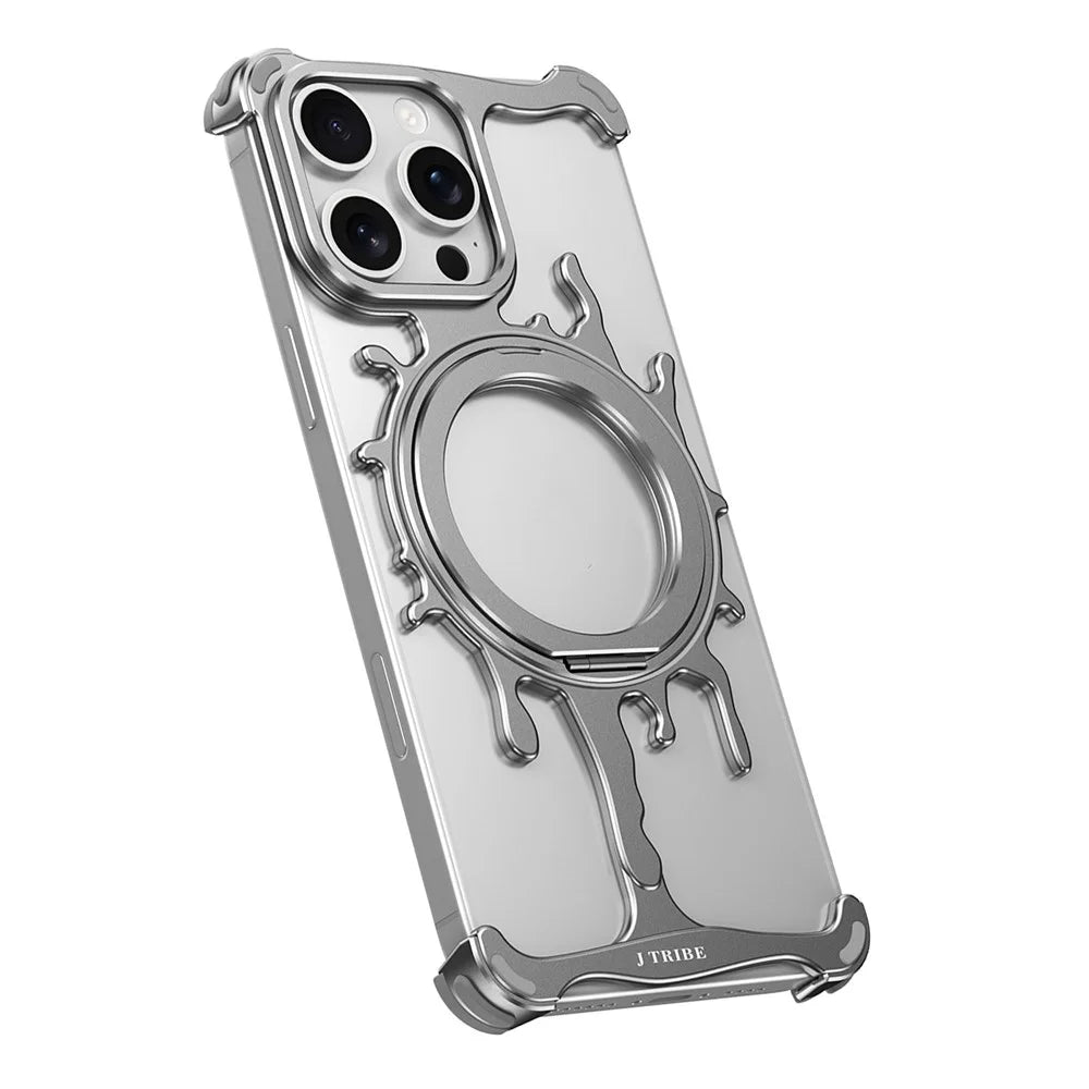 Glacier Series for iPhone 16 Pro Max Bumper Case Rotating Kickstand Metal Phone Cover Compatible with MagSafe - Dark Grey - 1