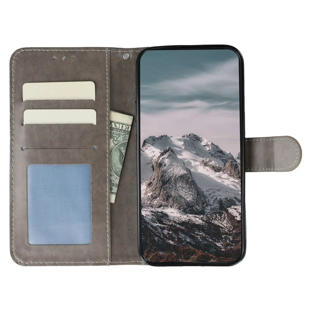 For OnePlus Ace 5 Ultra 5G / Nord 5 5G Case Rhinestone Decor PU Leather Mandala Imprint Design Phone Cover with Wrist Strap - Grey - 2