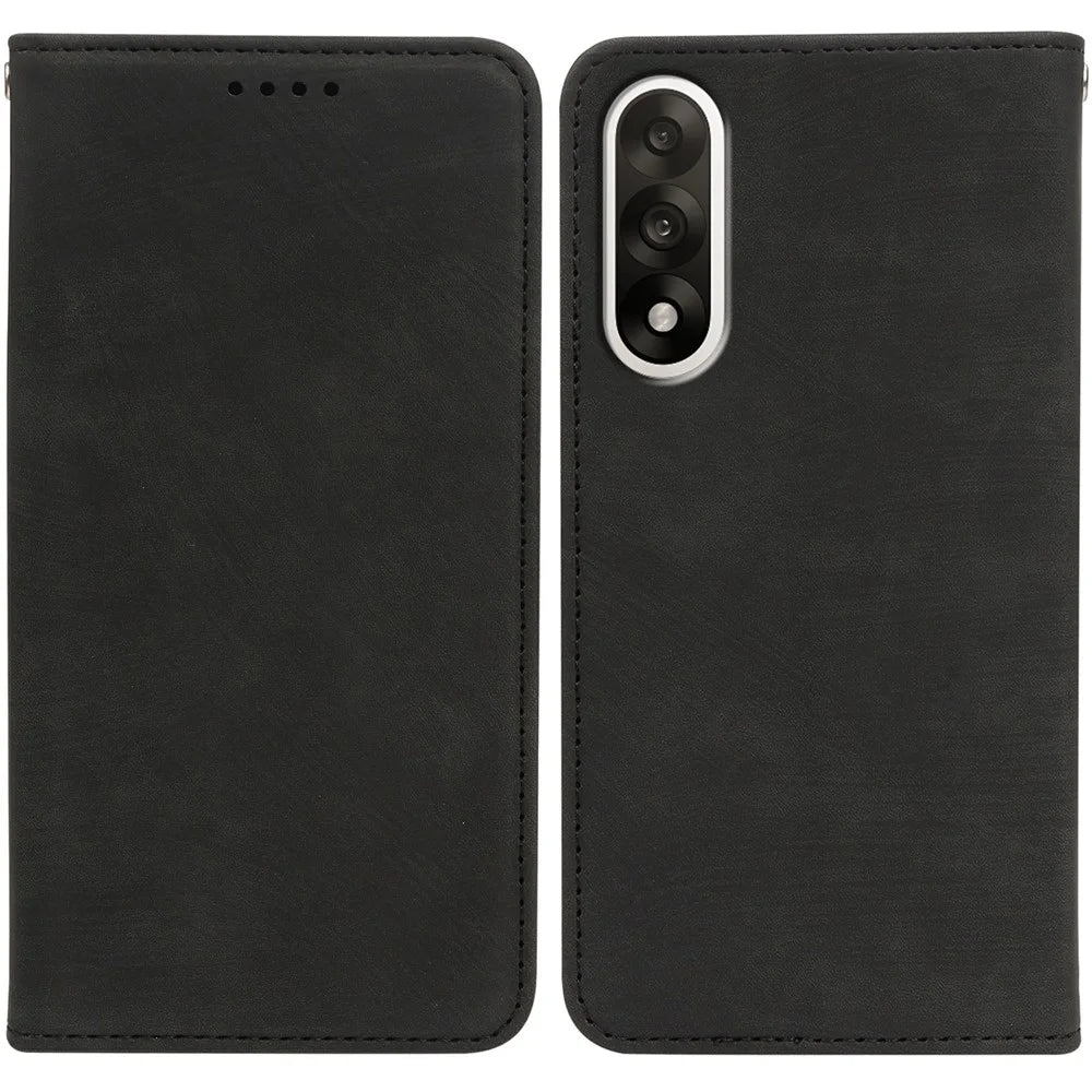 For OnePlus Ace 5 Ultra 5G / Nord 5 5G Case Strong Magnetic Leather Wallet Phone Cover with Striped Texture - Black - 1