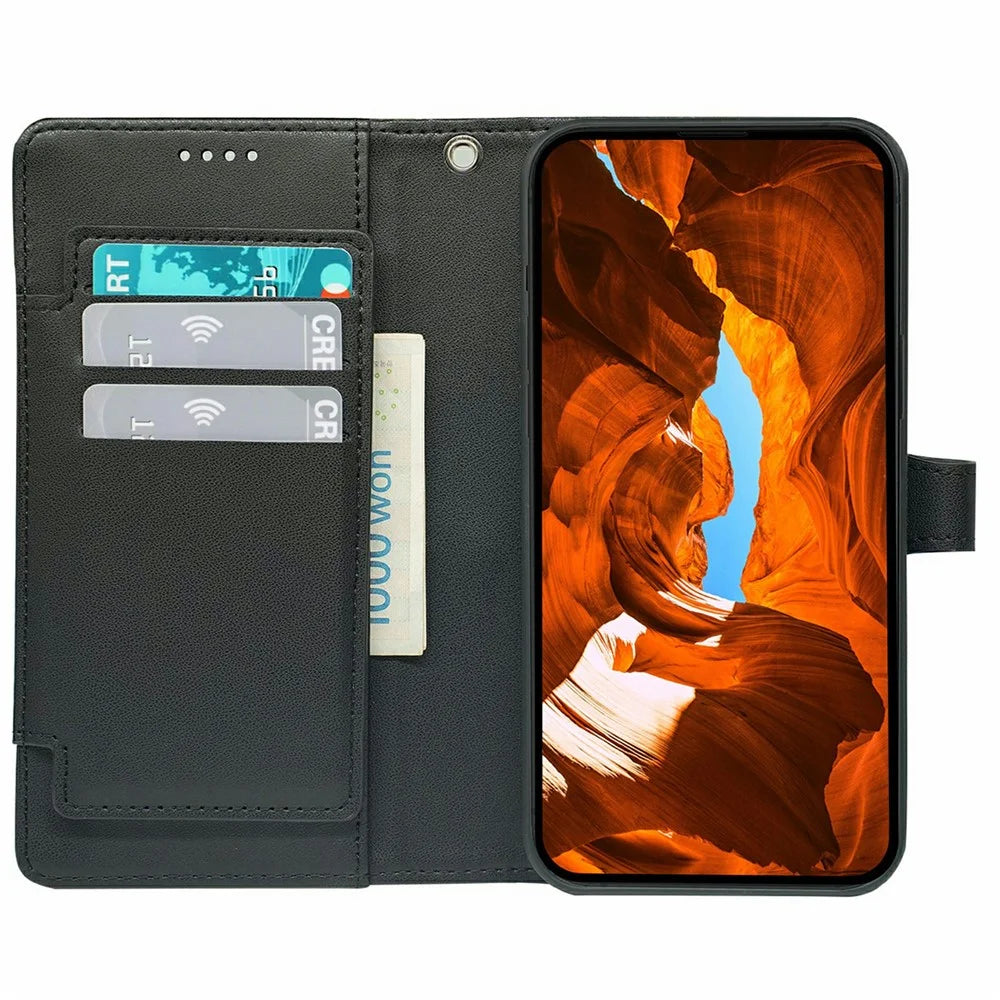 For OnePlus Ace 5 Ultra 5G / Nord 5 5G Case with 9 Card Slots PU Leather Stand Phone Cover - Black - 2