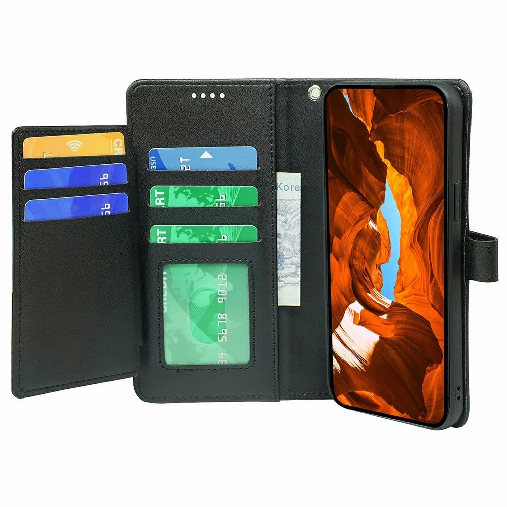 For OnePlus Ace 5 Ultra 5G / Nord 5 5G Case with 9 Card Slots PU Leather Stand Phone Cover - Black - 3
