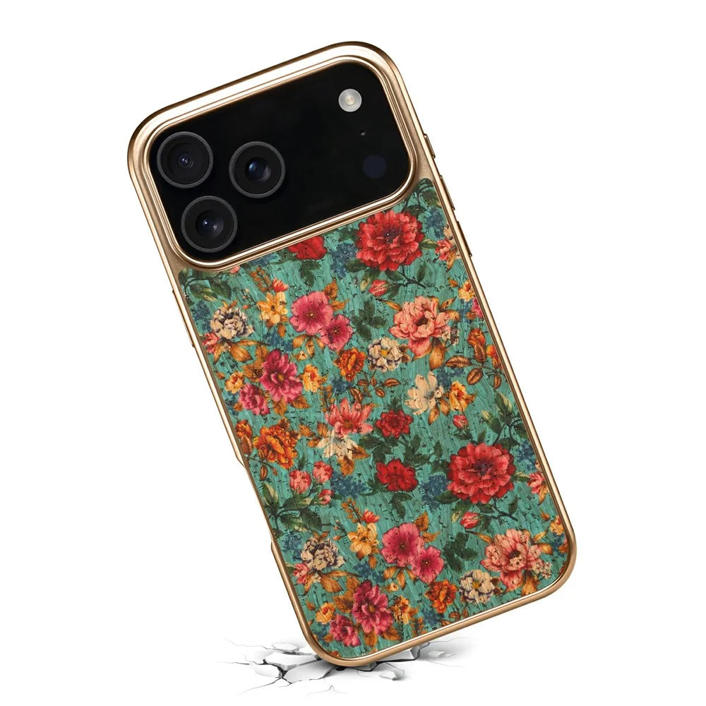 DENIOR For iPhone 17 Pro Case Pattern Printed Electroplating Leather Back Phone Cover - Blue - 4