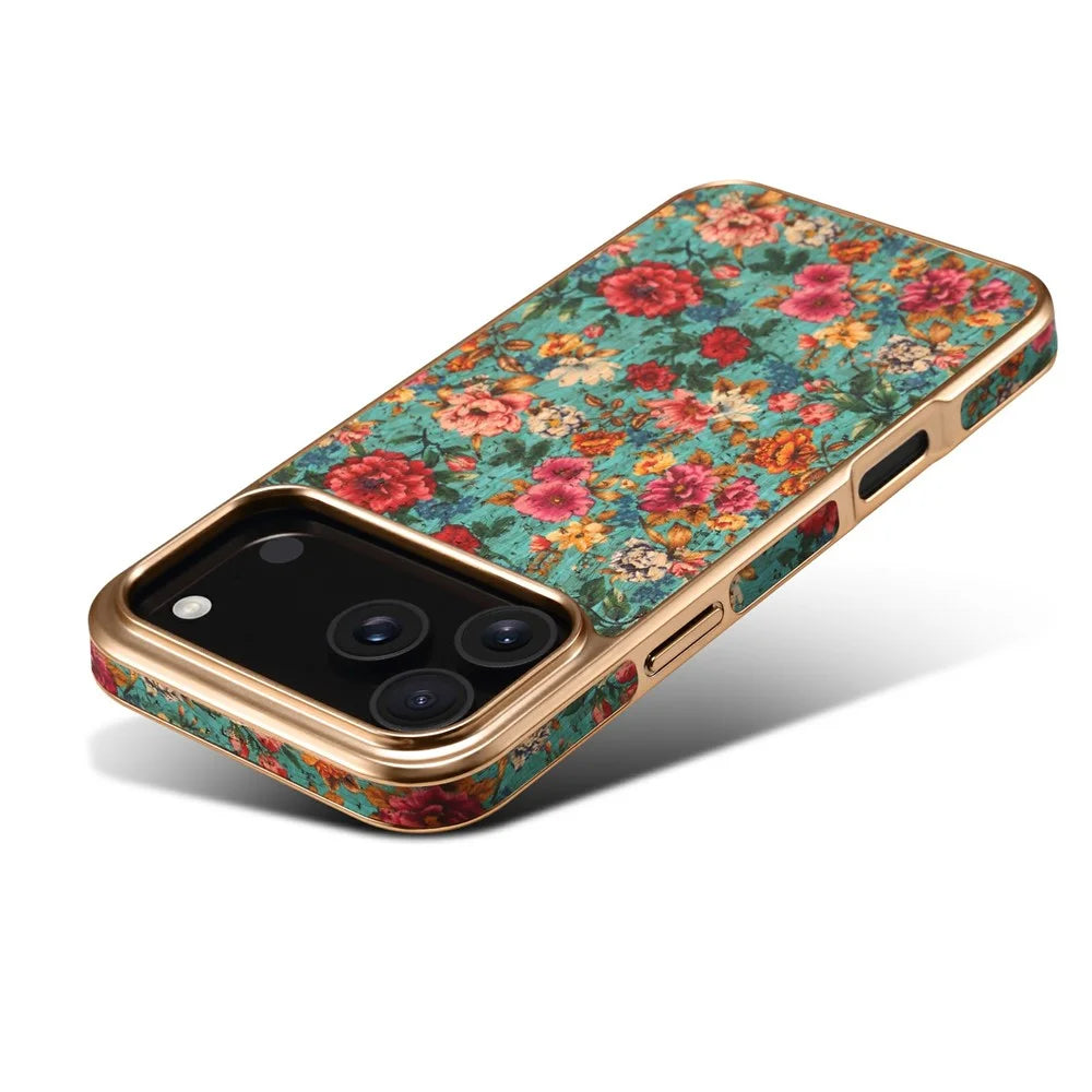 DENIOR For iPhone 17 Pro Case Pattern Printed Electroplating Leather Back Phone Cover - Blue - 5