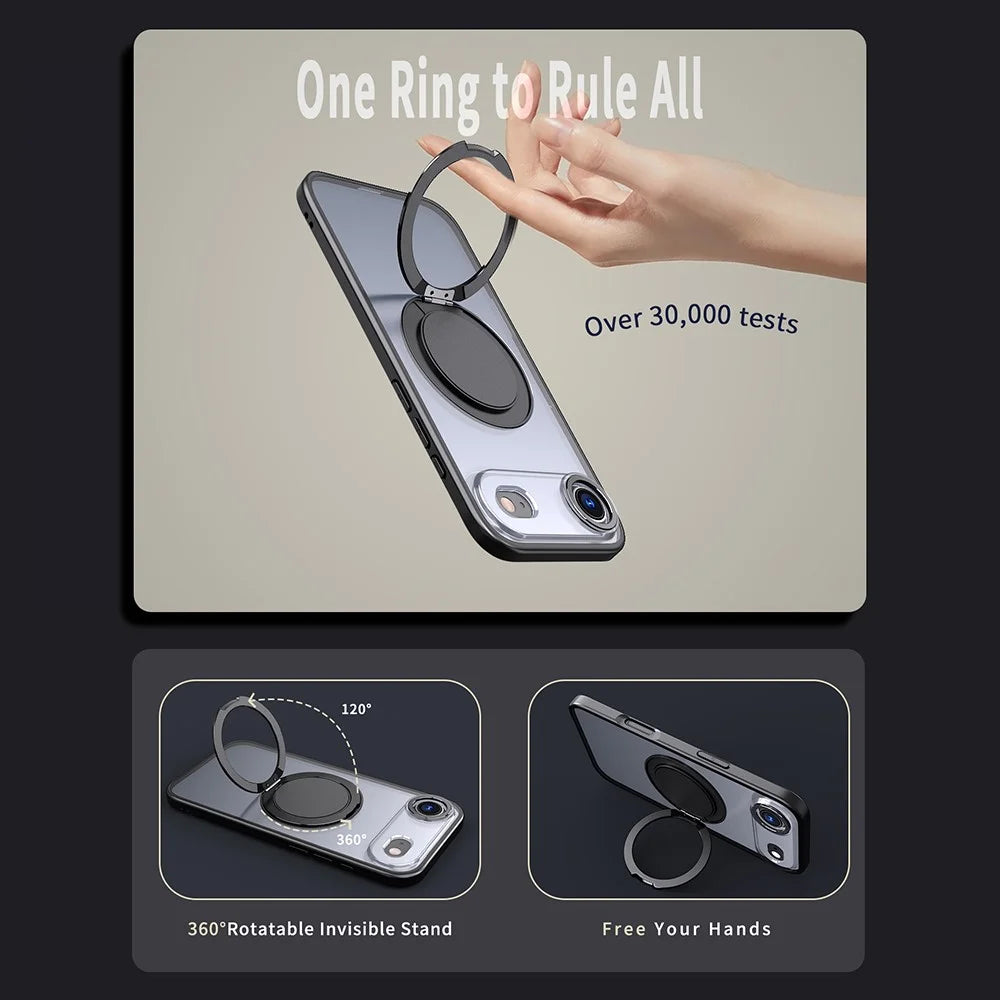 For iPhone Air Case Compatible with MagSafe TPU + PC Kickstand Phone Cover - Black - 4
