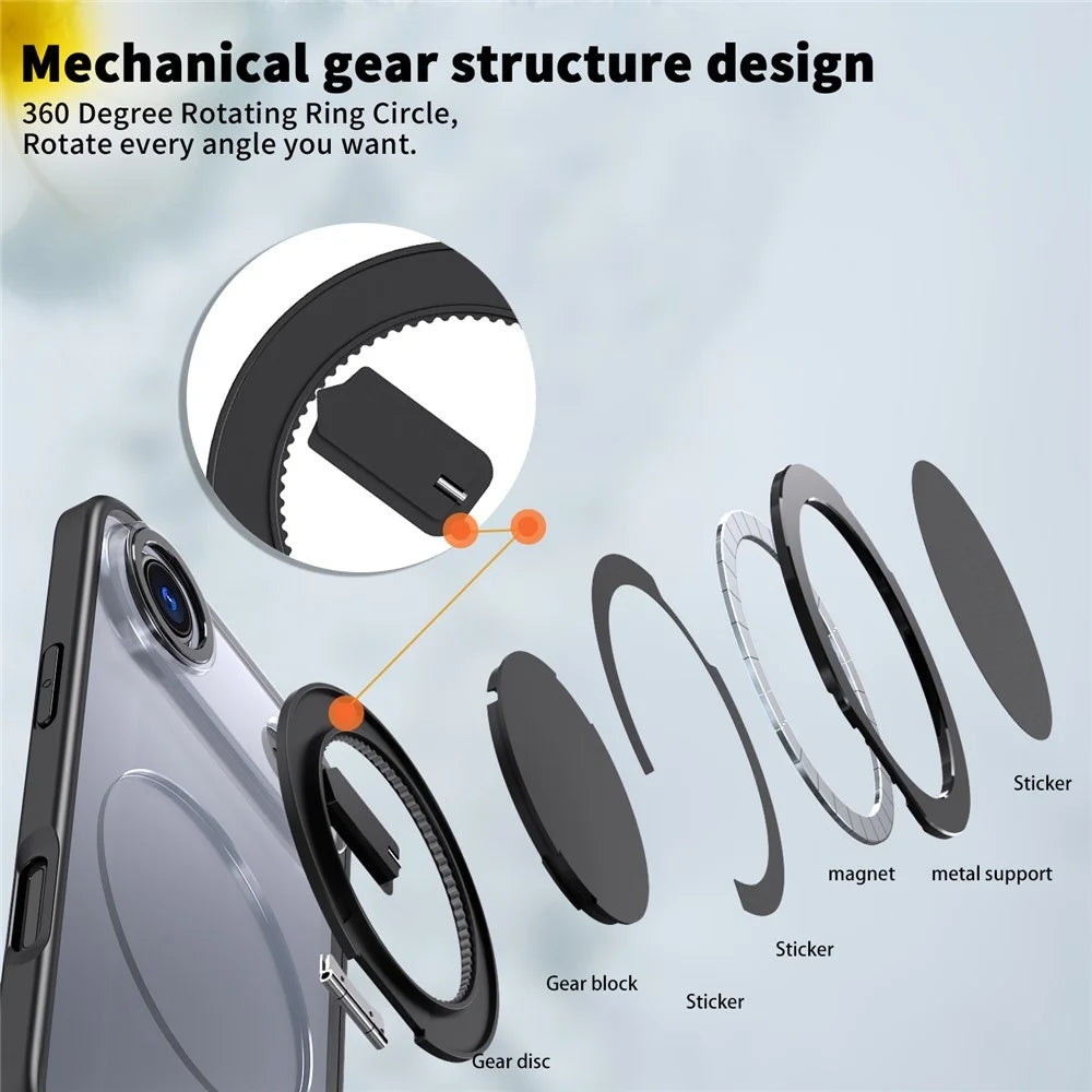 For iPhone Air Case Compatible with MagSafe TPU + PC Kickstand Phone Cover - Black - 6