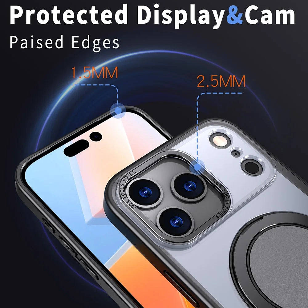 For iPhone 17 Pro Case Compatible with MagSafe TPU + PC Kickstand Phone Cover - Black - 5