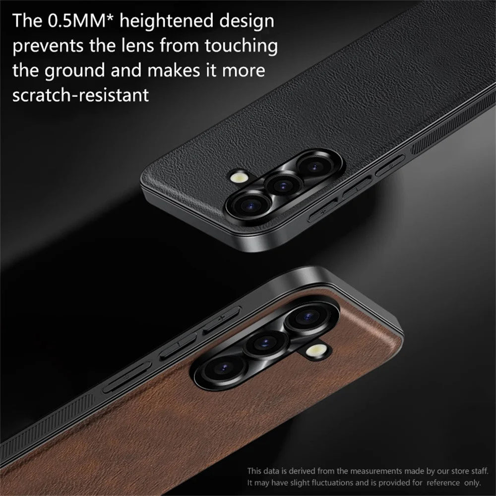For Samsung Galaxy S25 Ultra Case PU + TPU + PC Phone Back Cover with Metal Lens Frame - Black - 4