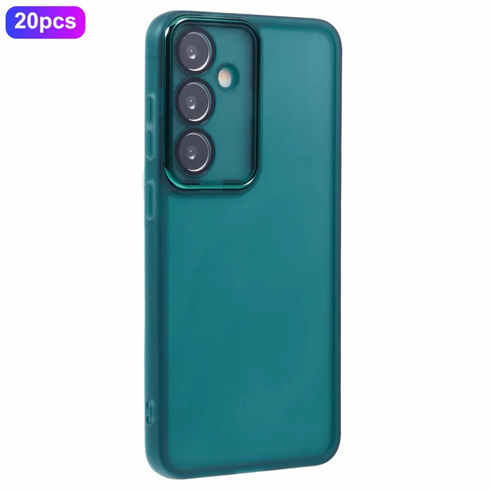 Bulk Purchasing 20Pcs For Samsung Galaxy S25 Case Electroplated Camera Frame TPU Phone Cover Precise Cutouts - Transparent Green - 1