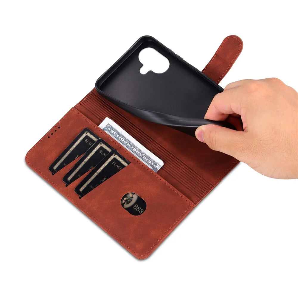 AZNS For Samsung Galaxy A08 5G / A08 4G / A07 5G / A07 4G Case PU Leather Wallet Phone Cover - Brown - 4