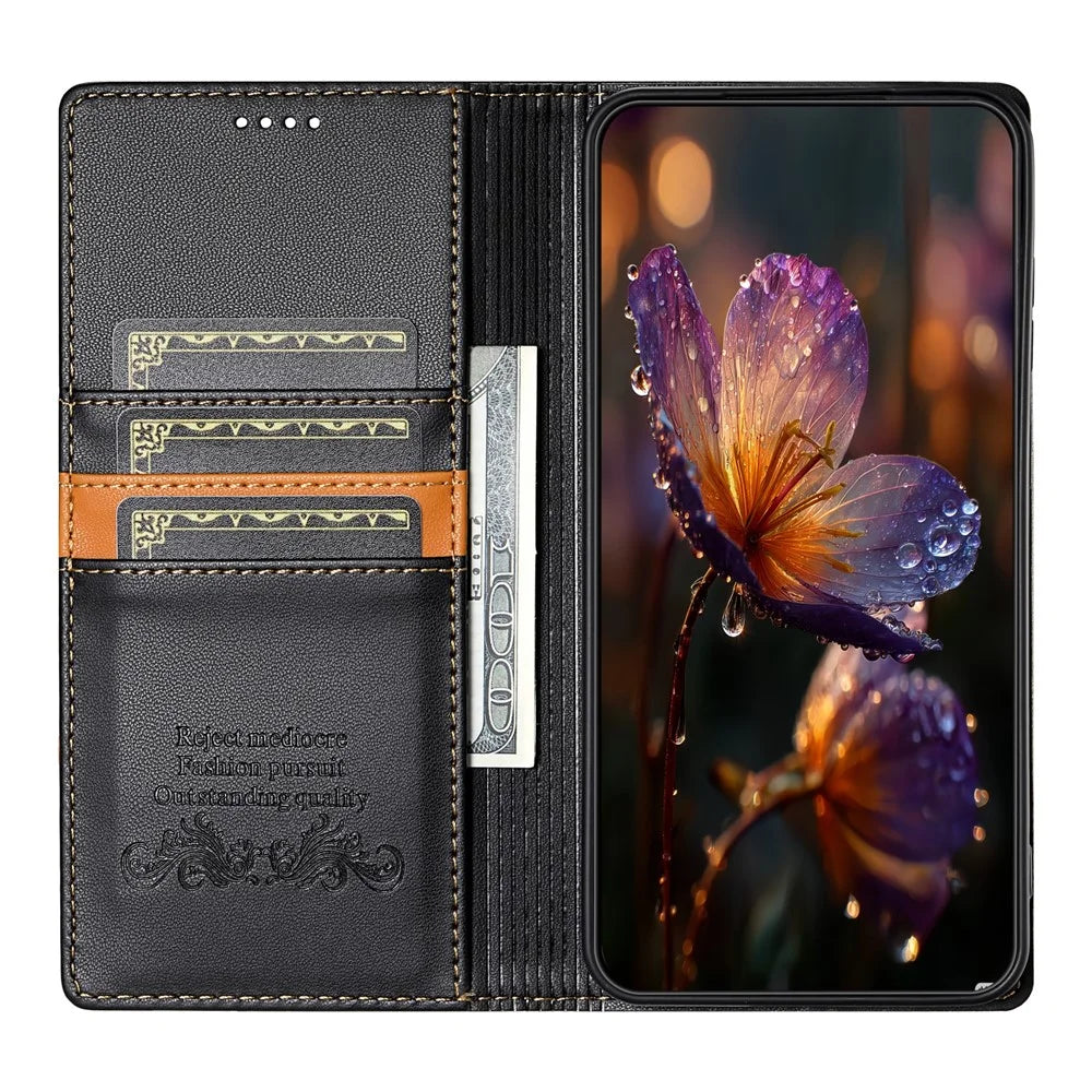 N.BEKUS P3 Phone Case For Google Pixel 10 Pro  /  10  /  9 Pro  /  9 RFID Blocking Wallet Stand PU Leather Flip Cover - Black - 4