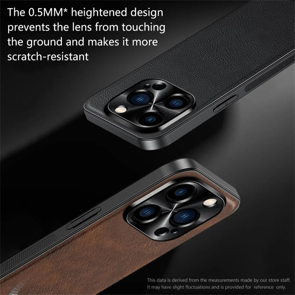 For iPhone 15 Pro Case PU + TPU + PC Phone Back Cover with Metal Lens Frame - Black - 4