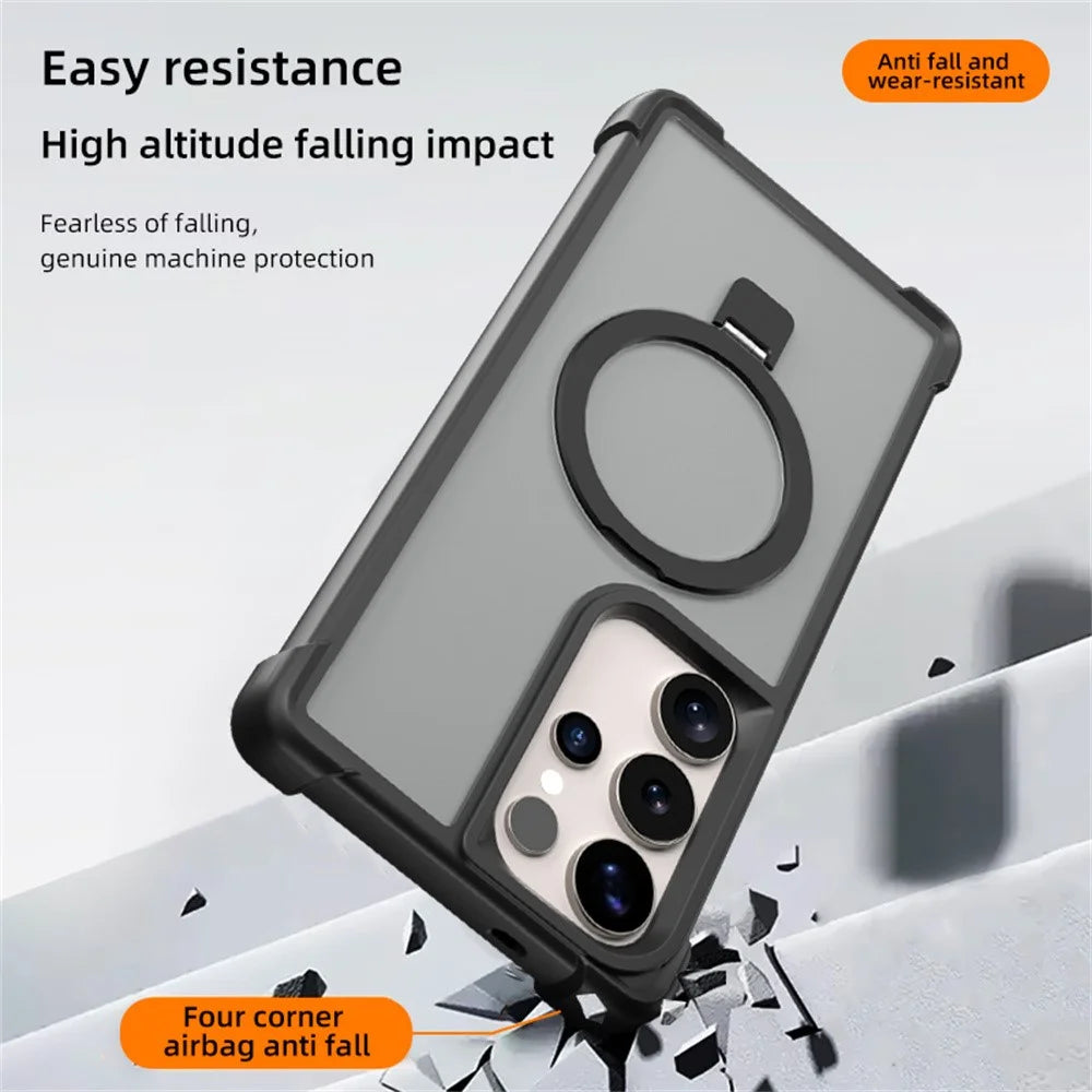 For Samsung Galaxy S24 Ultra Magnetic Case Anti Drop TPU + PC Kickstand Phone Back Cover - Dark Purple - 5