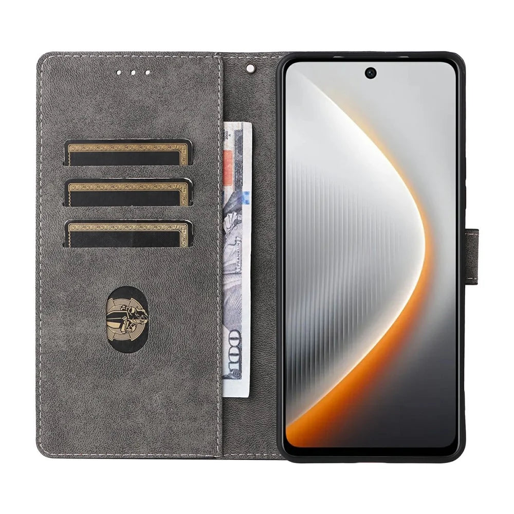 For TECNO Pova 7 5G LJ7 Case Wallet RFID Blocking PU Leather Phone Cover Stand with Strap - Black - 2