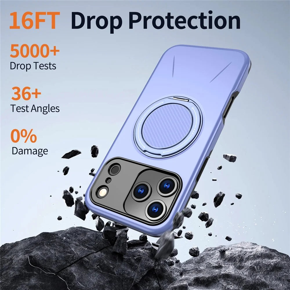 For iPhone 17 Pro Magnetic Case Rotating Kickstand TPU + PC Phone Cover - Purple - 4