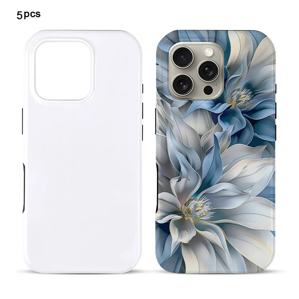 5Pcs / Pack For iPhone 16 Pro TPU+PC Case 3D Sublimation Blank Glossy Phone Cover - 1