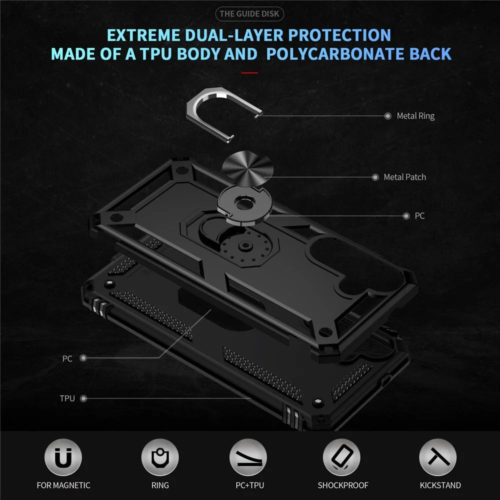 For Samsung Galaxy S25 FE Case PC + TPU Phone Cover with Kickstand - Black - 6
