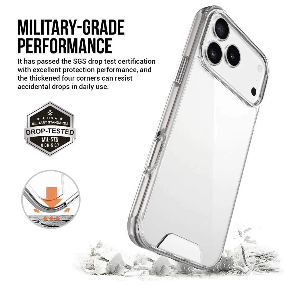 For iPhone 17 Pro Case TPU Frame Clear PC Back Phone Cover - 3