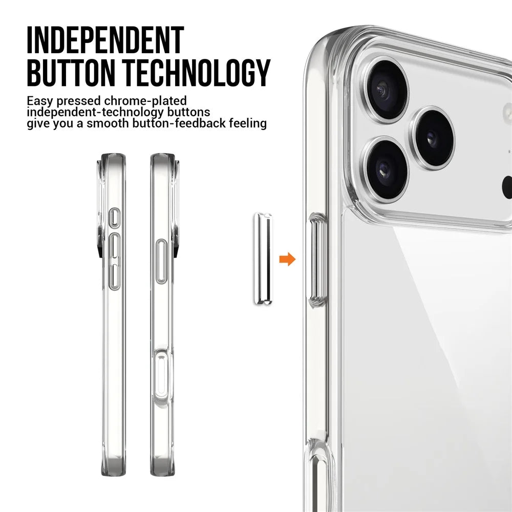 For iPhone 17 Pro Case TPU Frame Clear PC Back Phone Cover - 6