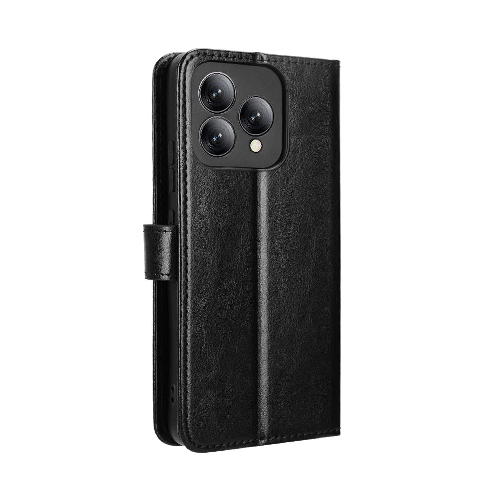 For Cubot A40 PU Leather Case with Strap Crazy Horse Texture Phone Wallet Cover - Black - 7