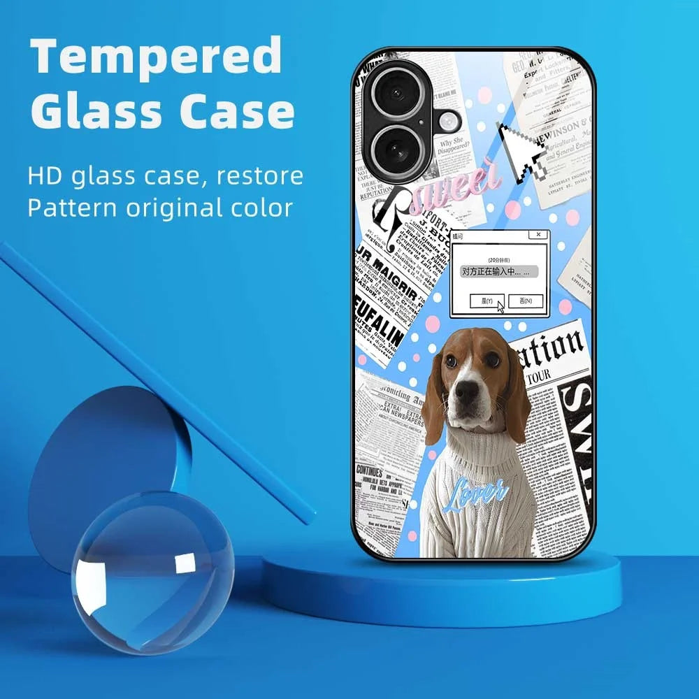 For iPhone 17 Case TPU PC Tempered Glass Pattern Printing Anti Drop Phone Back Cover - B0228 - 2