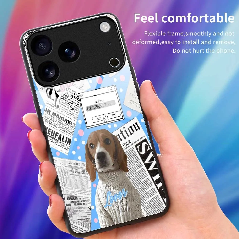 For iPhone 17 Pro Max Case TPU PC Tempered Glass Pattern Printing Anti Drop Phone Back Cover - B0228 - 4